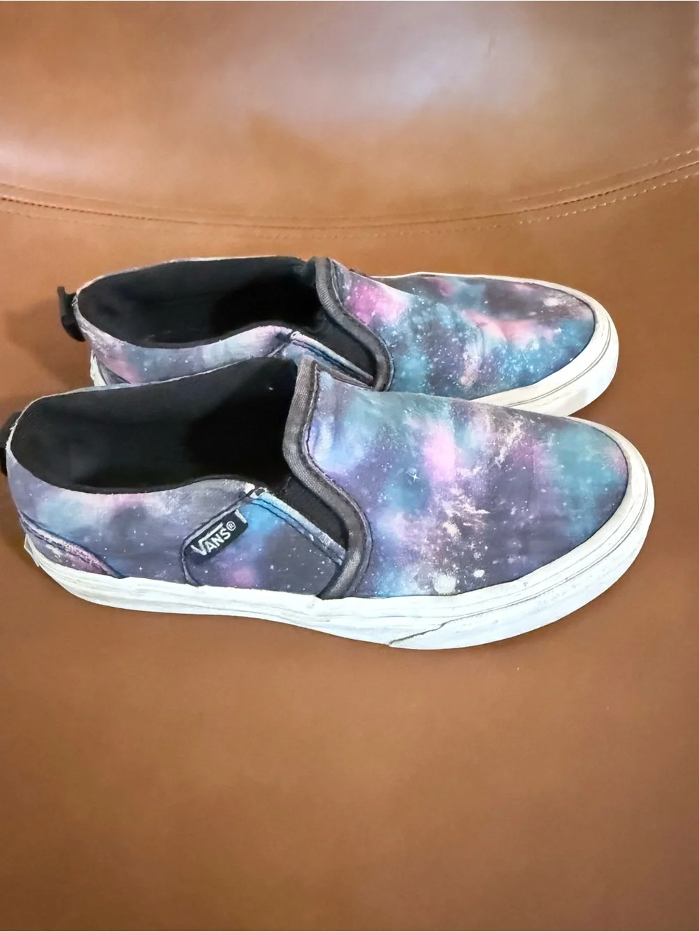 Vans Size 1 Slip-On Galaxy Canvas Sneakers - Purple, Blue, Black